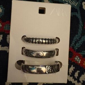 Nwt- Zara- Pack of 3 silver rigid bracelets